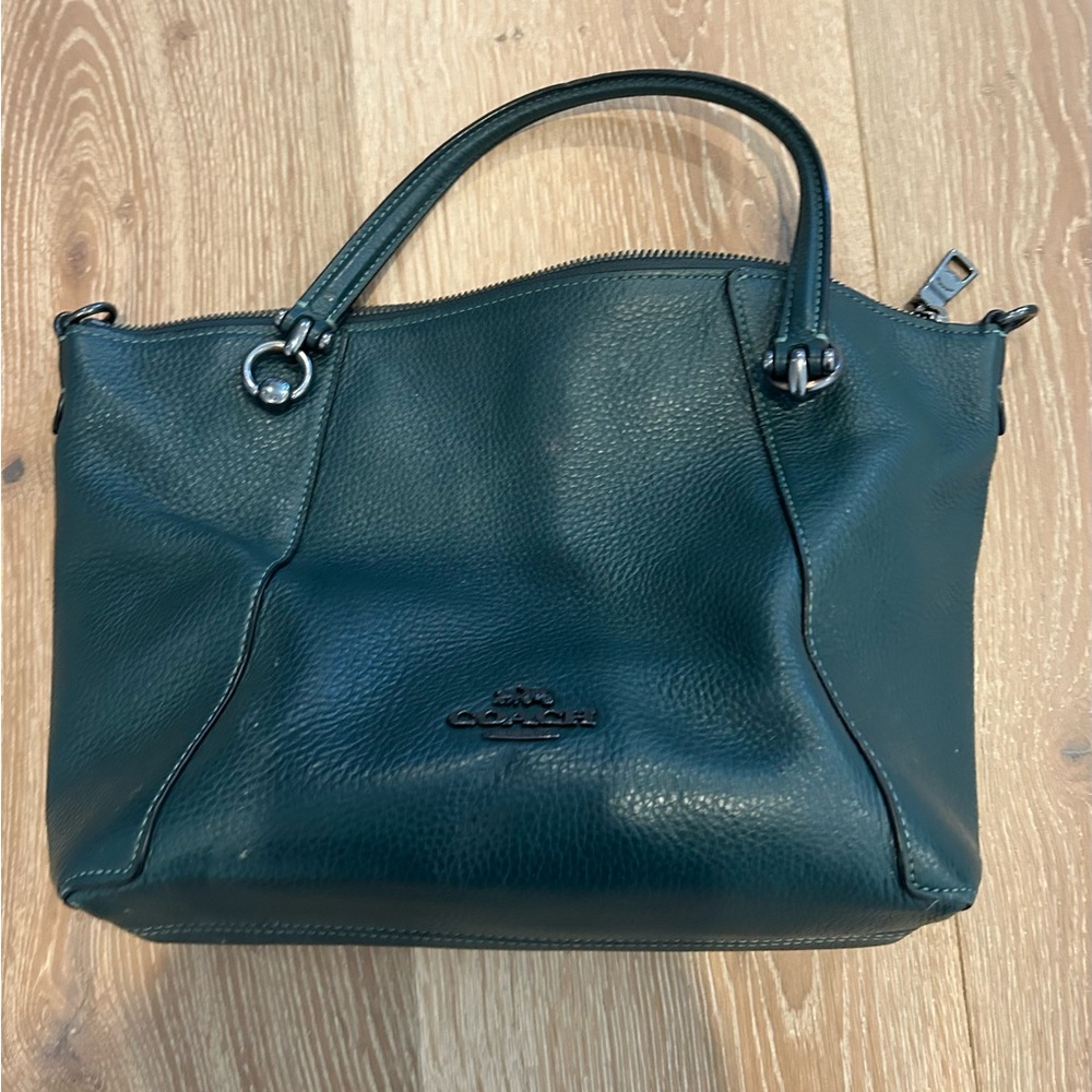 Coach Elise Satchel in Dark Green Leather Great condition